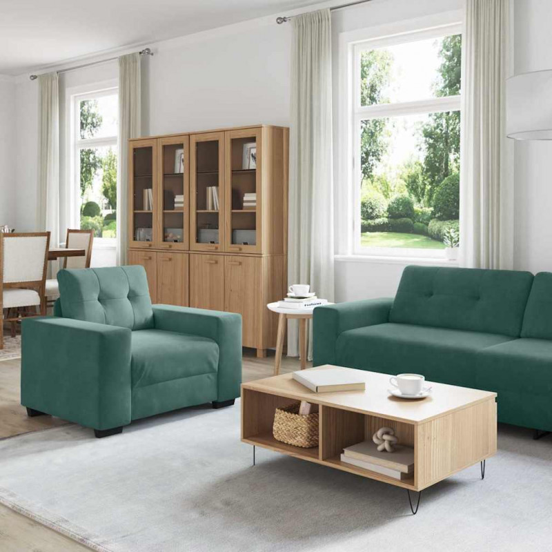 Zestaw Sof 3 pcs Ciemna zieleń 221 x 80 x 80 cm Aksamit