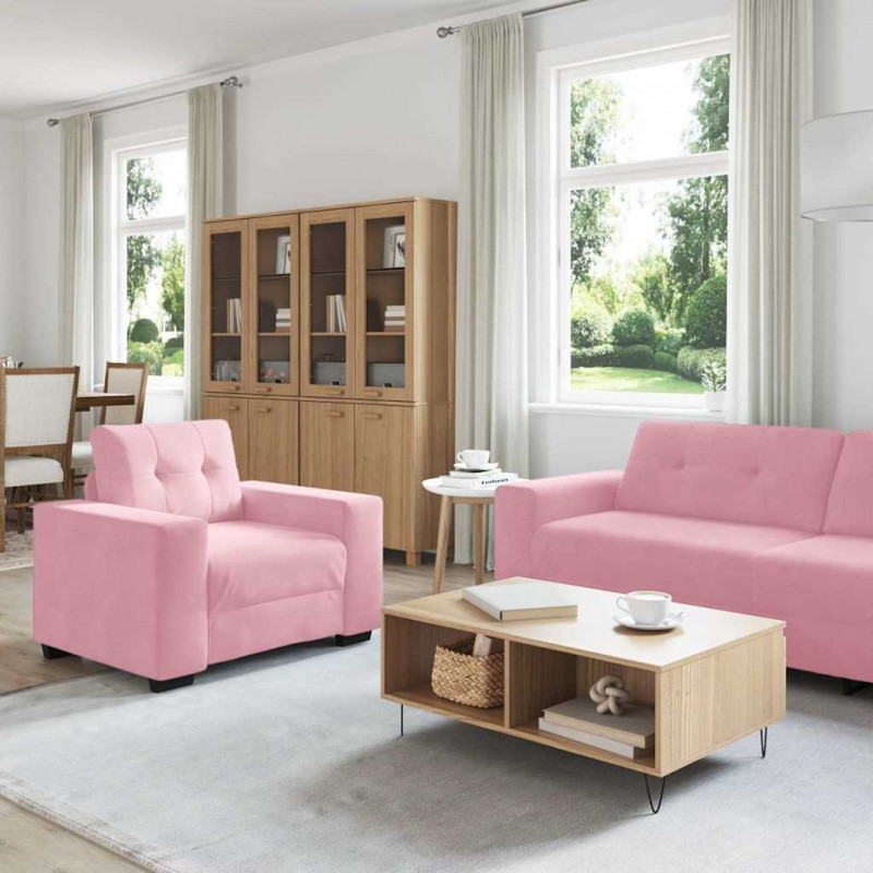 Zestaw Sof 3 pcs Różowy 221 x 80 x 80 cm Aksamit