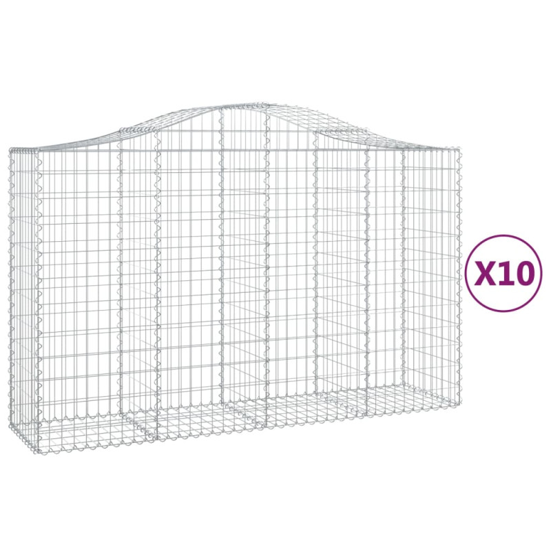 Kosze gabionowe, 10 szt, 200x50x120/140cm, galwanizowane żelazo