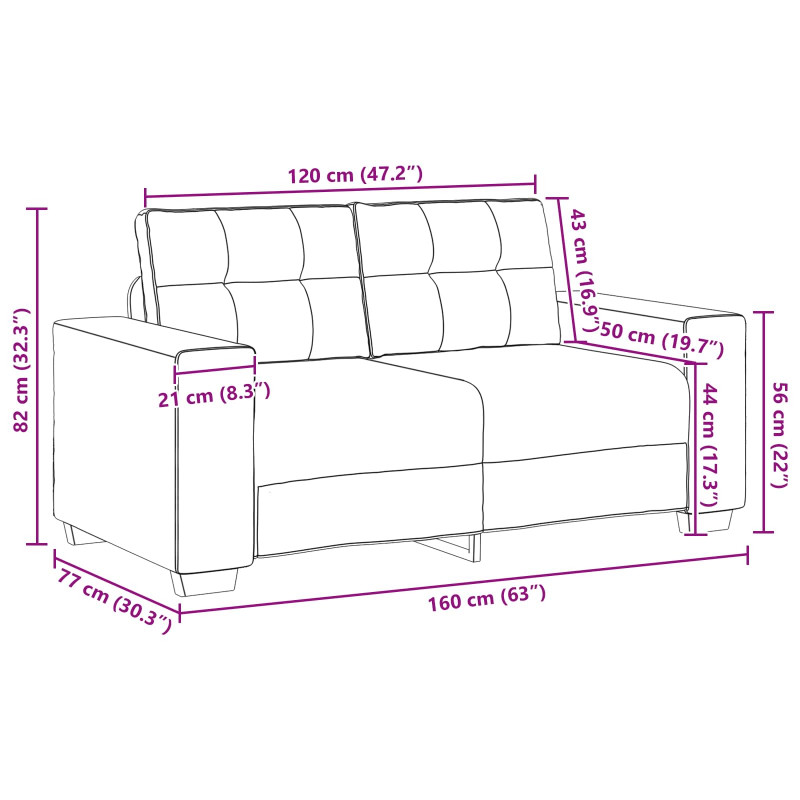 Zestaw Sof 3 pcs Czarny 221 x 80 x 80 cm Aksamit