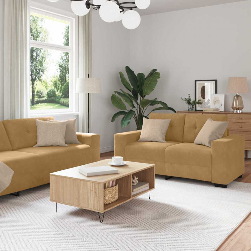 Zestaw Sof 3 pcs Brązowy 221 x 80 x 80 cm Aksamit