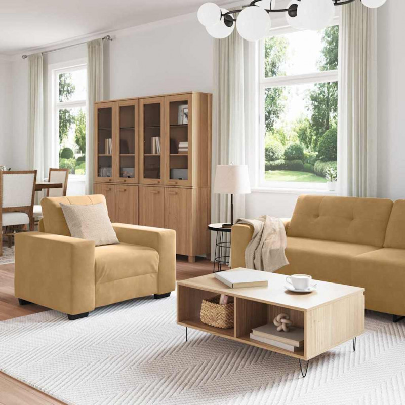 Zestaw Sof 3 pcs Brązowy 221 x 80 x 80 cm Aksamit