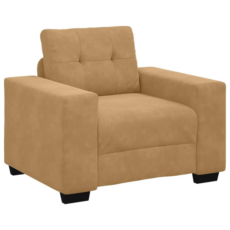 Zestaw Sof 3 pcs Brązowy 221 x 80 x 80 cm Aksamit