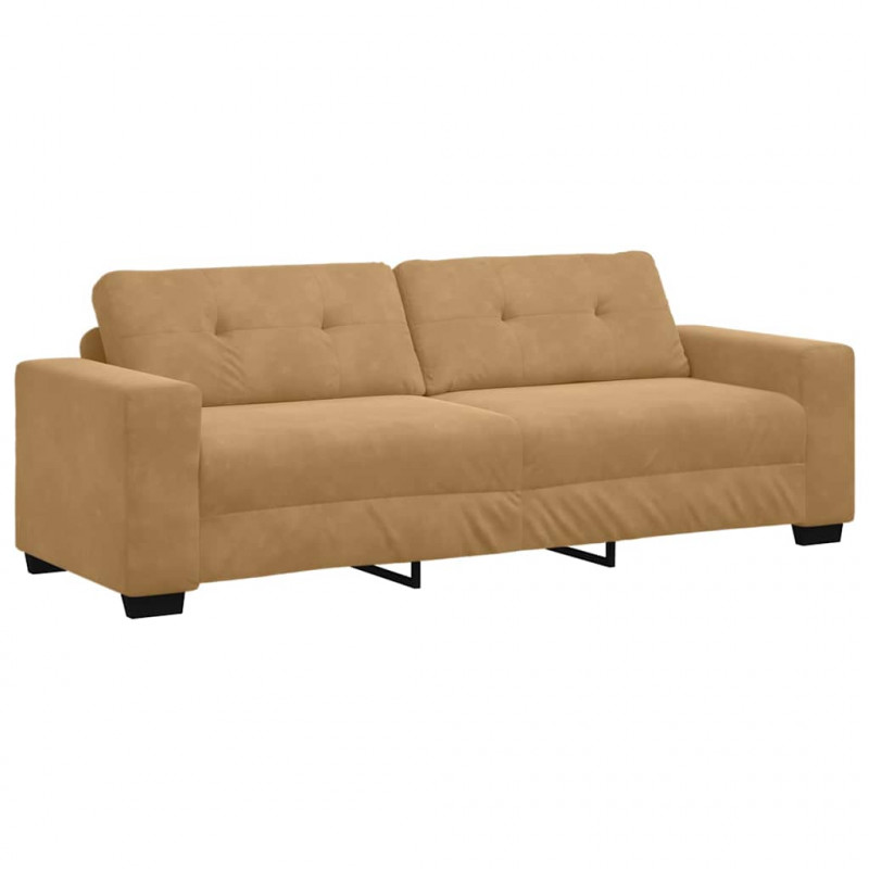 Zestaw Sof 3 pcs Brązowy 221 x 80 x 80 cm Aksamit