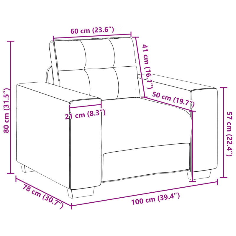 Zestaw Sof 3 pcs Brązowy 221 x 80 x 80 cm Aksamit