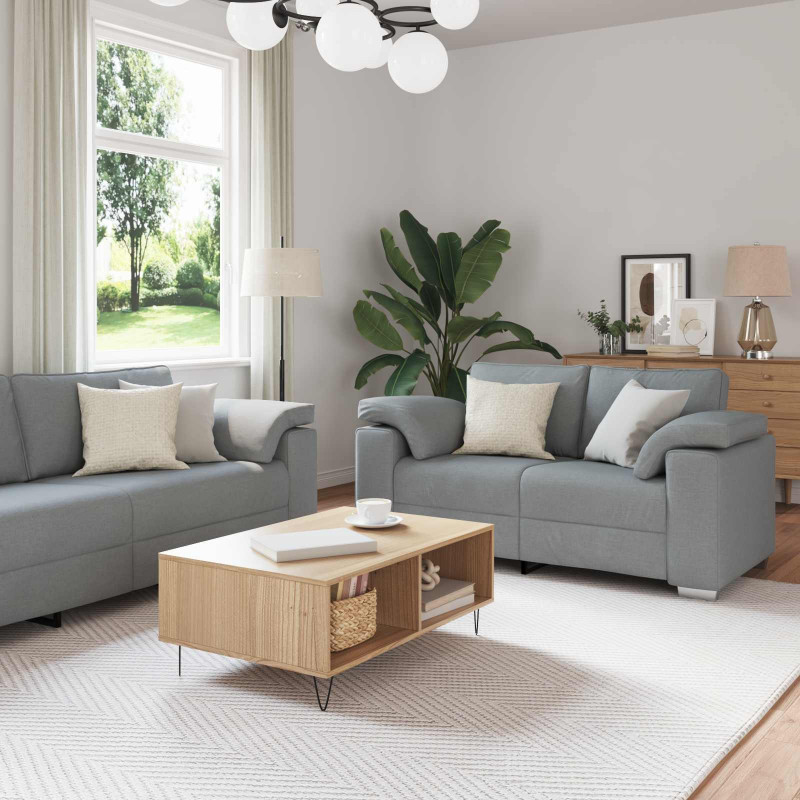 Sofa 3 pcs Jasnoszary 219 x 80 x 82 cm Tkanina lniana