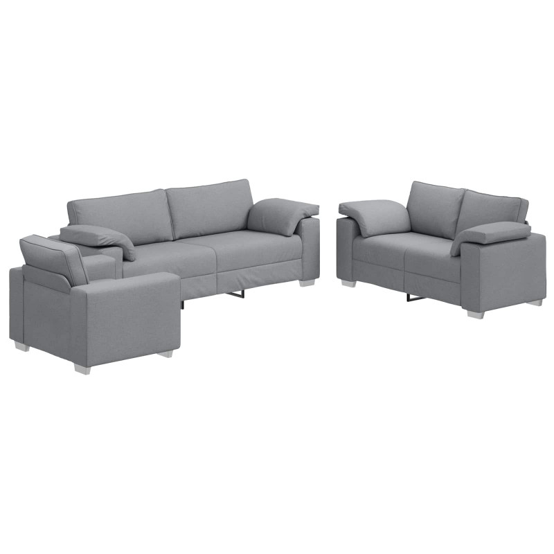 Sofa 3 pcs Jasnoszary 219 x 80 x 82 cm Tkanina lniana