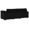 Sofa 3 pcs Czarny 219 x 80 x 82 cm Tkanina lniana