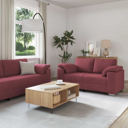 Sofa 3 pcs Czerwony Wiatr 219 x 80 x 82 cm Tkanina lniana