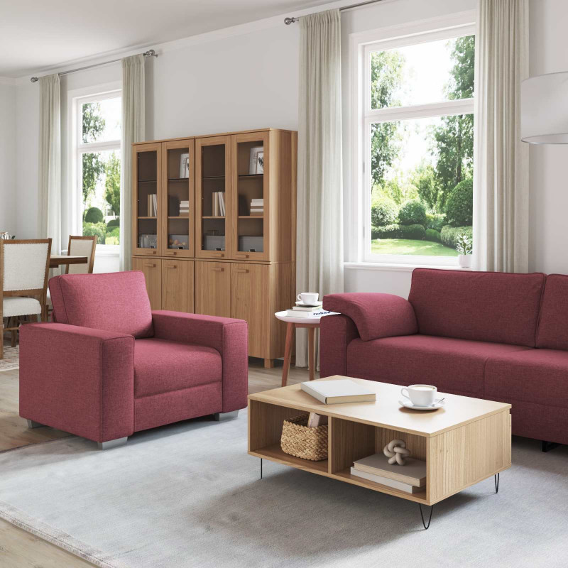 Sofa 3 pcs Czerwony Wiatr 219 x 80 x 82 cm Tkanina lniana