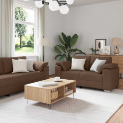 Sofa 3 pcs Brązowy 219 x 80 x 82 cm Tkanina lniana
