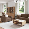 Sofa 3 pcs Brązowy 219 x 80 x 82 cm Tkanina lniana