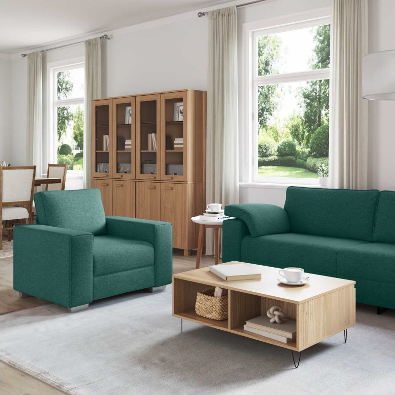 Sofa 3 pcs Ciemna zieleń 219 x 80 x 82 cm Tkanina lniana