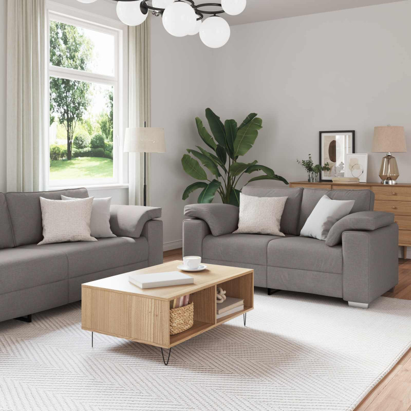 Sofa 3 pcs Ciemnoszary 219 x 80 x 82 cm Tkanina lniana