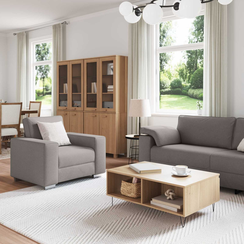 Sofa 3 pcs Ciemnoszary 219 x 80 x 82 cm Tkanina lniana