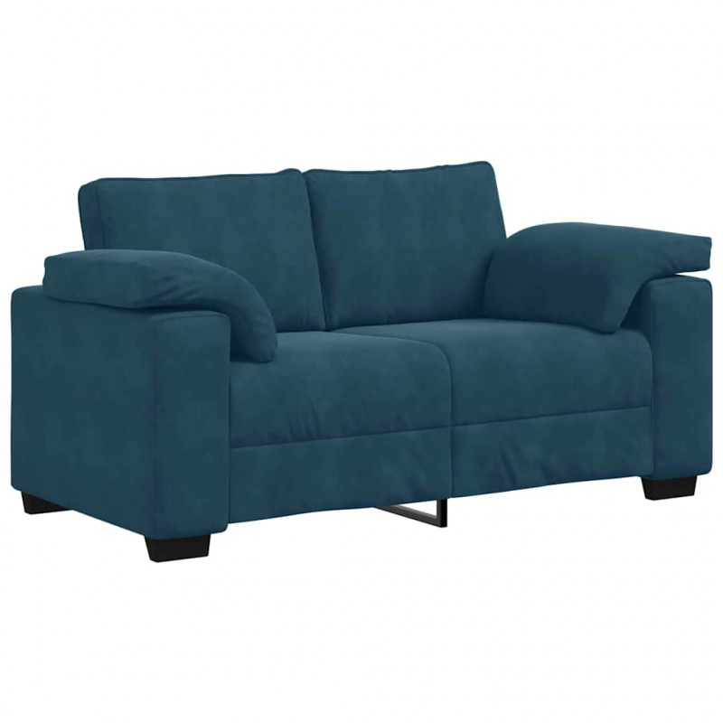 3-częściowy komplet wypoczynkowy, obity aksamitem, niebieski