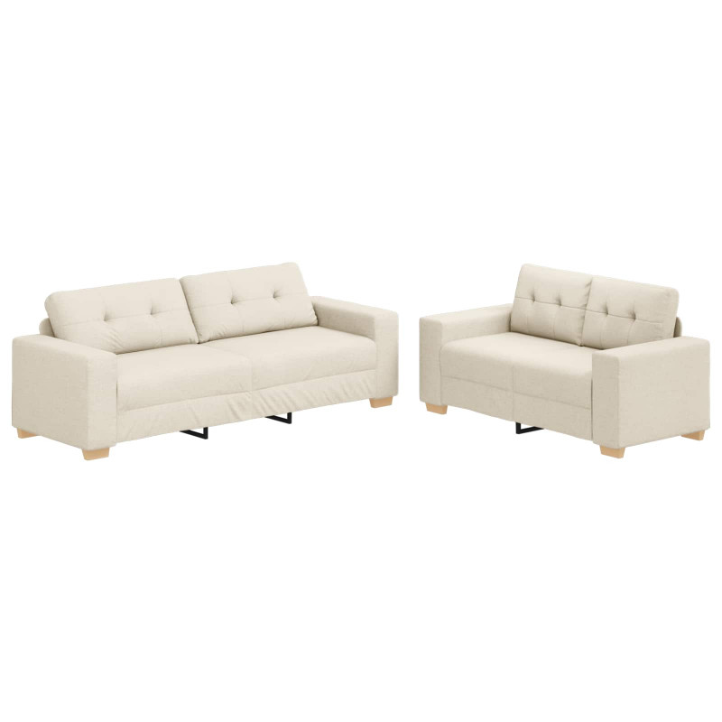 Sofa 2 pcs Beżowy 221 x 80 x 80 cm Tkanina lniana