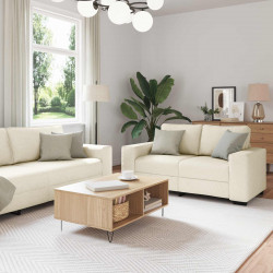 Sofa 2 pcs Beżowy 221 x 80 x 82 cm Tkanina lniana