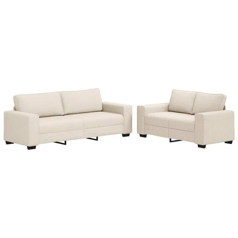 Sofa 2 pcs Beżowy 221 x 80 x 82 cm Tkanina lniana