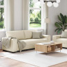 Sofa 2 pcs Beżowy 221 x 80 x 82 cm Tkanina lniana