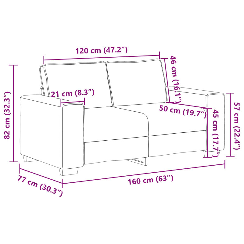 Sofa 2 pcs Beżowy 221 x 80 x 82 cm Tkanina lniana