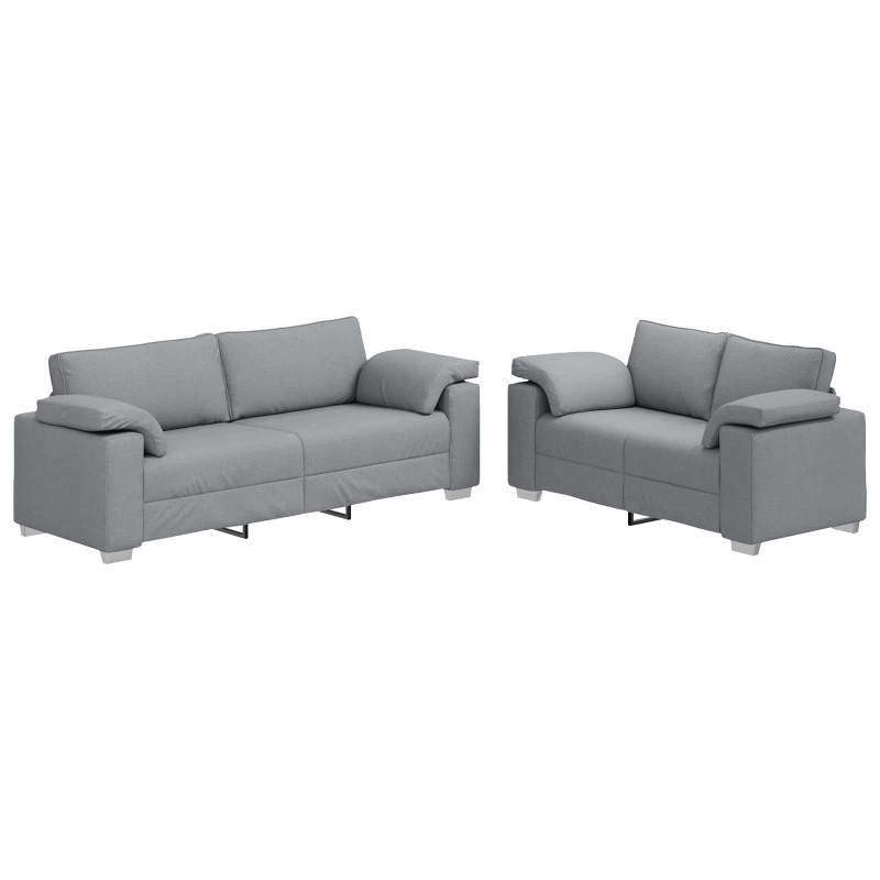 Sofa 2 pcs Jasnoszary 219 x 80 x 82 cm tkanina