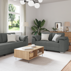 Sofa 2 pcs Ciemnoszary 219 x 80 x 82 cm tkanina