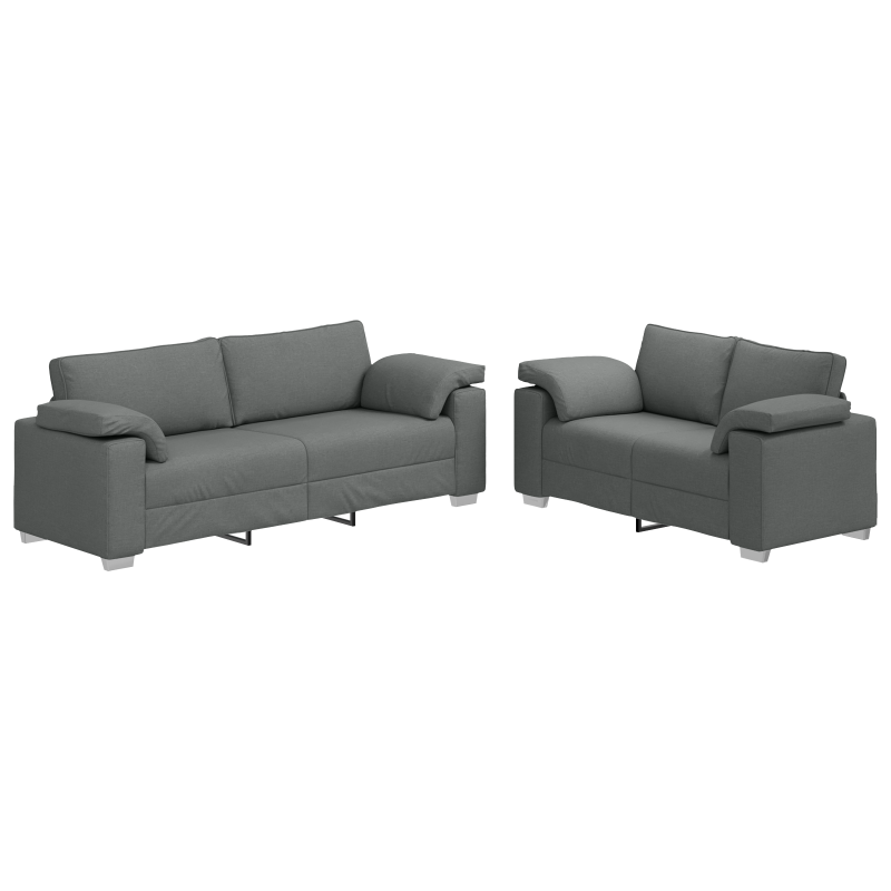 Sofa 2 pcs Ciemnoszary 219 x 80 x 82 cm tkanina