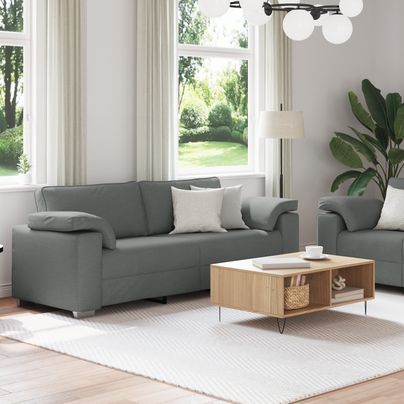 Sofa 2 pcs Ciemnoszary 219 x 80 x 82 cm tkanina