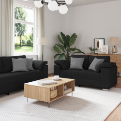 Sofa 2 pcs Czarny 219 x 80 x 82 cm tkanina