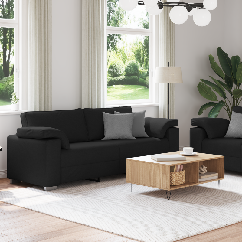 Sofa 2 pcs Czarny 219 x 80 x 82 cm tkanina