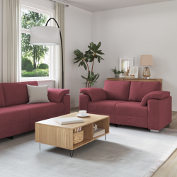 Sofa 2 pcs Czerwone wino 219 x 80 x 82 cm tkanina