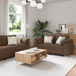 Sofa 2 pcs Brązowy 219 x 80 x 82 cm tkanina