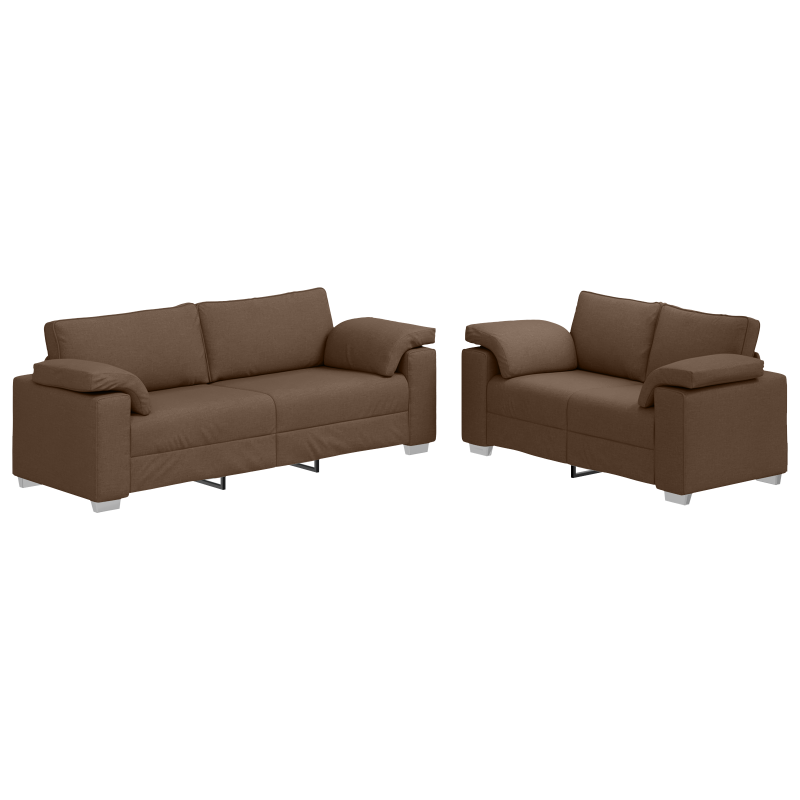 Sofa 2 pcs Brązowy 219 x 80 x 82 cm tkanina