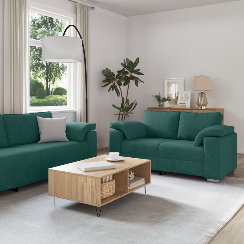 Sofa 2 pcs Ciemna zieleń 219 x 80 x 82 cm tkanina