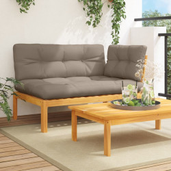 Ogrodowa sofa narożna z deseczek, z poduszkami, akacja