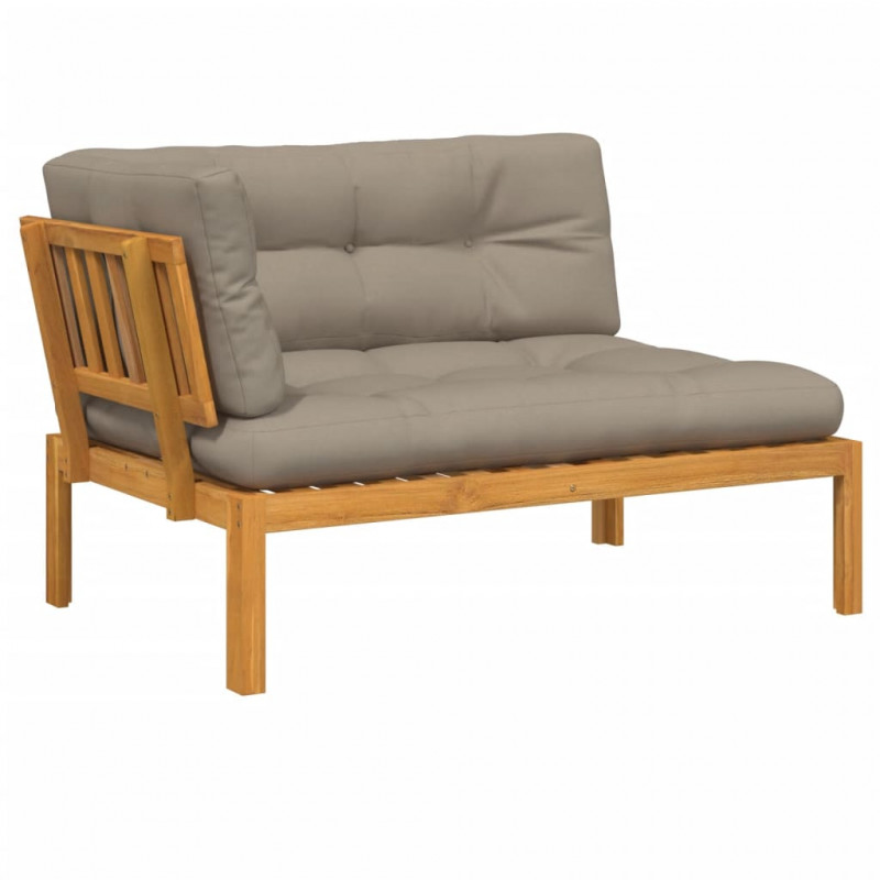 Ogrodowa sofa narożna z deseczek, z poduszkami, akacja