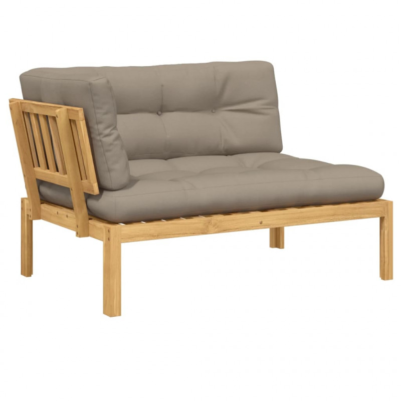 Ogrodowa sofa narożna z deseczek, z poduszkami, akacja