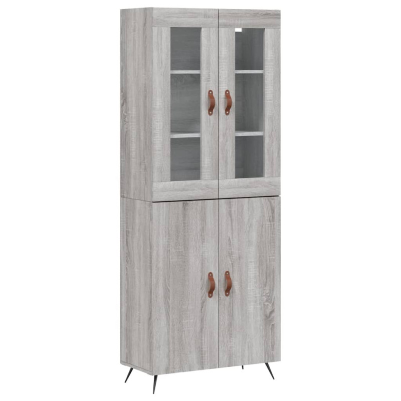 Witrynka szary dąb sonoma 69,5x34x180cm materiał drewnopochodny
