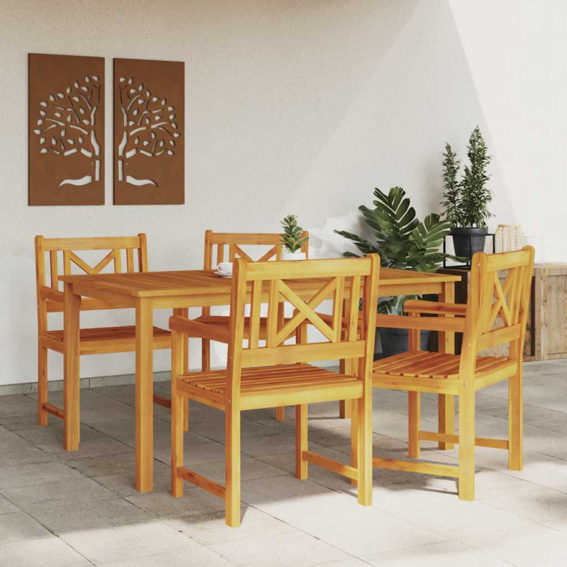 Krzesło Ogrodowe 4 pcs 56 x 56 x 90 cm Lite Drewno Akacji