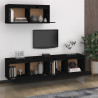 Szafki pod TV, 3 szt., czarne, lite drewno sosnowe