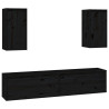 Szafki pod TV, 4 szt., czarne, lite drewno sosnowe