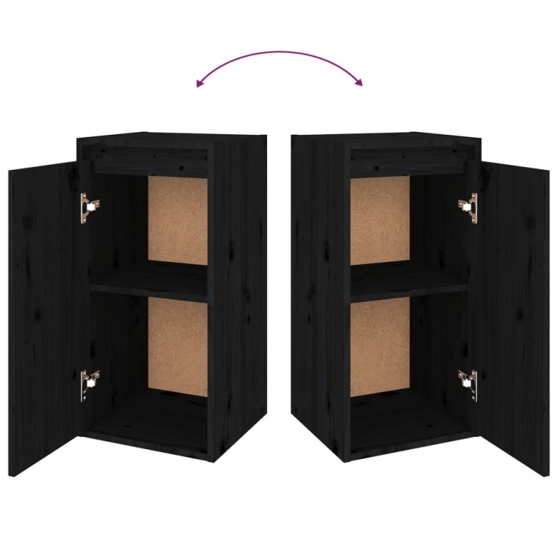 Szafki pod TV, 4 szt., czarne, lite drewno sosnowe