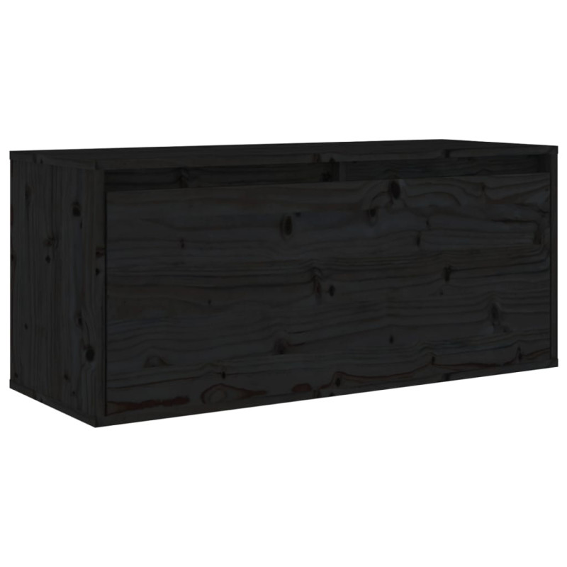 Szafki pod TV, 4 szt., czarne, lite drewno sosnowe