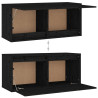 Szafki pod TV, 4 szt., czarne, lite drewno sosnowe