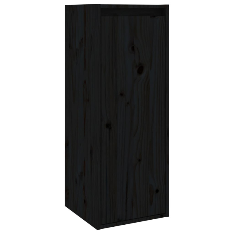 Szafki pod TV, 4 szt., czarne, lite drewno sosnowe
