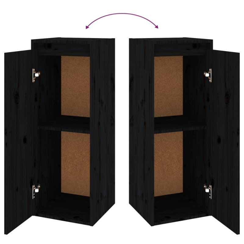 Szafki pod TV, 4 szt., czarne, lite drewno sosnowe