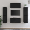 Szafki pod TV, 6 szt., czarne, lite drewno sosnowe