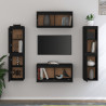 Szafki pod TV, 6 szt., czarne, lite drewno sosnowe
