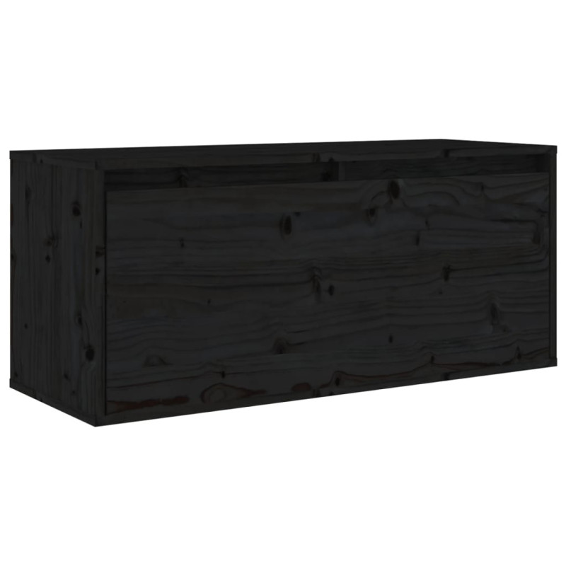 Szafki pod TV, 6 szt., czarne, lite drewno sosnowe